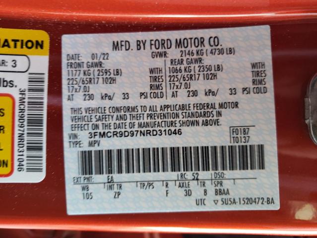 Photo 10 from auction – 2022 FORD BRONCO SPO with VIN 3FMCR9D97NRD31046