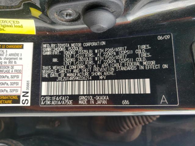 Photo 10 from auction – 2009 TOYOTA 4RUNNER SR with VIN JTEZU14R59K026214