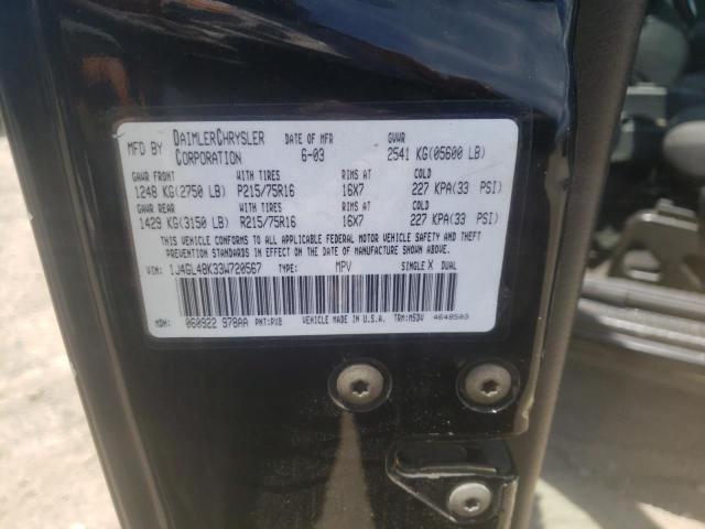 Photo 10 from auction – 2003 JEEP LIBERTY SP with VIN 1J4GL48K33W720567