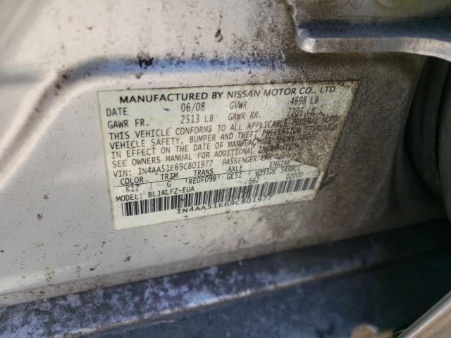 Photo 10 from auction – 2009 NISSAN MAXIMA S with VIN 1N4AA51E69C801977