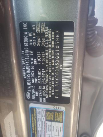 Photo 10 from auction – 2016 KIA SORENTO LX with VIN 5XYPGDA5XGG105967