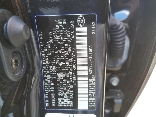 Photo 10 from auction – 2012 TOYOTA CAMRY BASE with VIN 4T4BF1FK0CR233770