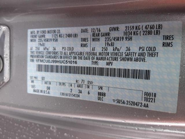 Photo 10 from auction – 2017 FORD ESCAPE TIT with VIN 1FMCU0J99HUC51016