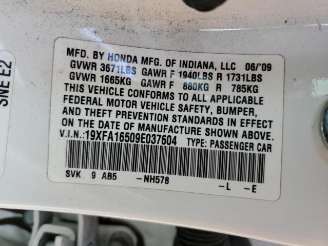 Photo 10 from auction – 2009 HONDA CIVIC LX with VIN 19XFA16509E037604