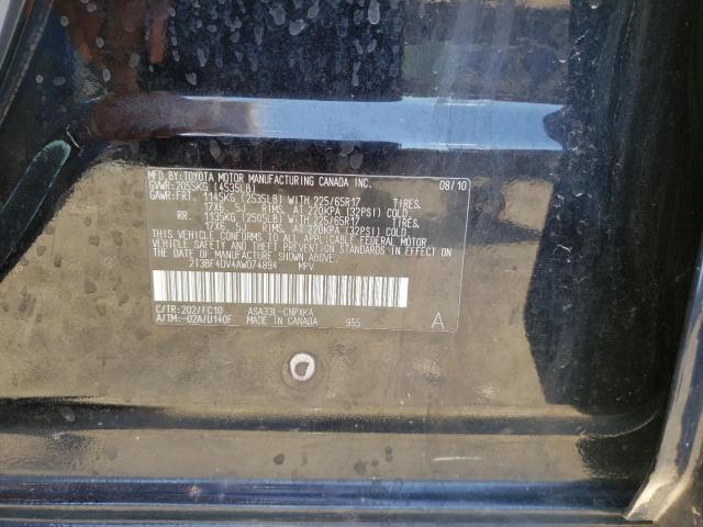Photo 10 from auction – 2010 TOYOTA RAV4 with VIN 2T3BF4DV4AW074894