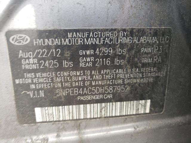 Photo 10 from auction – 2013 HYUNDAI SONATA GLS with VIN 5NPEB4AC5DH587952