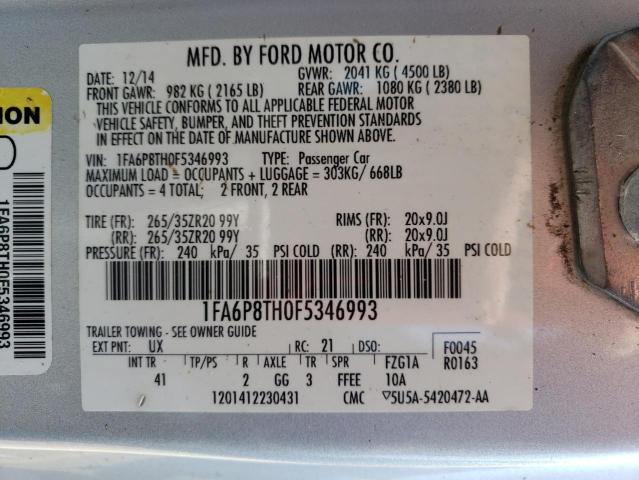 Photo 10 from auction – 2015 FORD MUSTANG with VIN 1FA6P8TH0F5346993