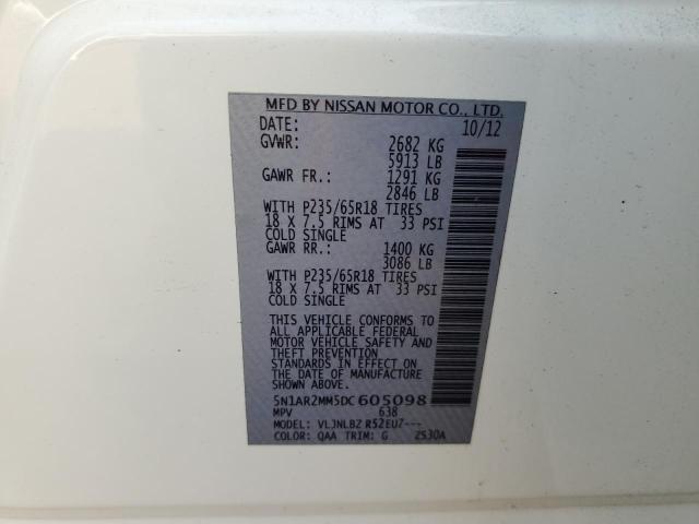 Photo 10 from auction – 2013 NISSAN PATHFINDER with VIN 5N1AR2MM5DC605098