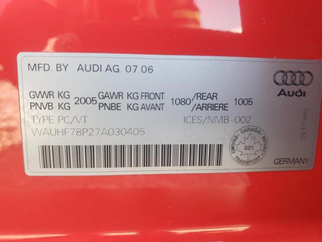 Photo 10 from auction – 2007 AUDI A3 2 with VIN WAUHF78P27A030405
