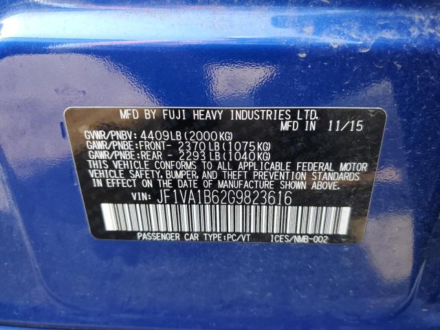 Photo 10 from auction – 2016 SUBARU WRX with VIN JF1VA1B62G9823616