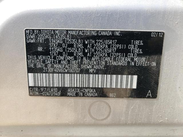 Foto 10 de la subasta – 2012 TOYOTA RAV4 LIMIT con VIN 2T3DF4DV6CW190707