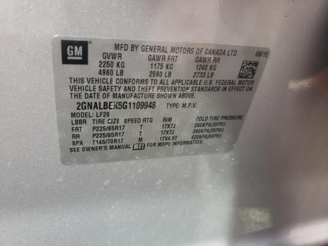 Photo 10 from auction – 2016 CHEVROLET EQUINOX LS with VIN 2GNALBEK5G1109948