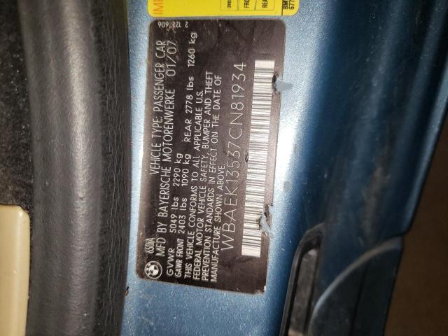 Photo 10 from auction – 2007 BMW 650 I with VIN WBAEK13537CN81934