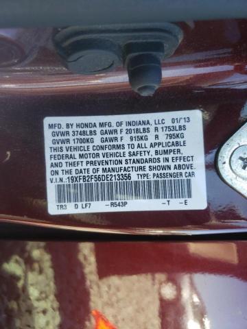 Photo 10 from auction – 2013 HONDA CIVIC LX with VIN 19XFB2F56DE213356