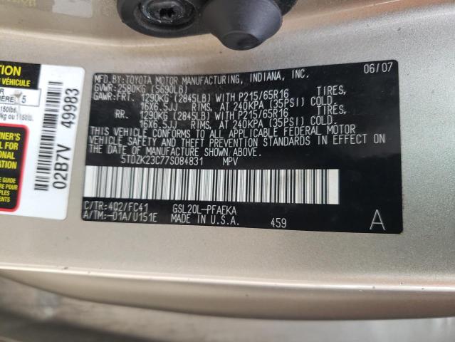 Photo 10 from auction – 2007 TOYOTA SIENNA CE with VIN 5TDZK23C77S084831