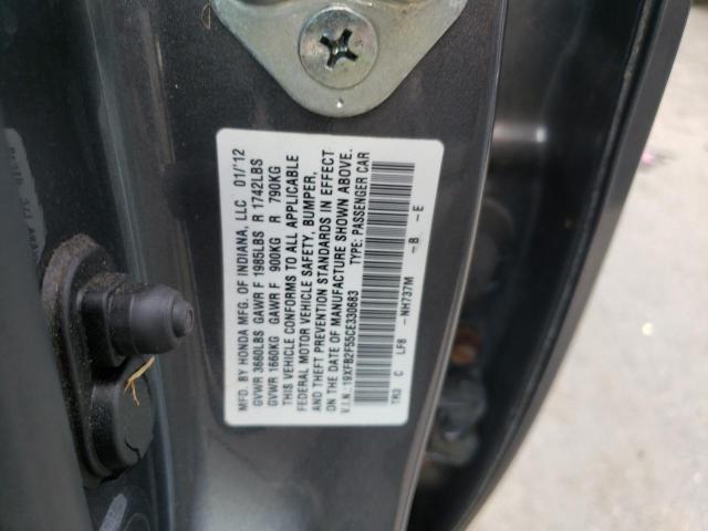 Photo 10 from auction – 2012 HONDA CIVIC LX with VIN 19XFB2F55CE330683