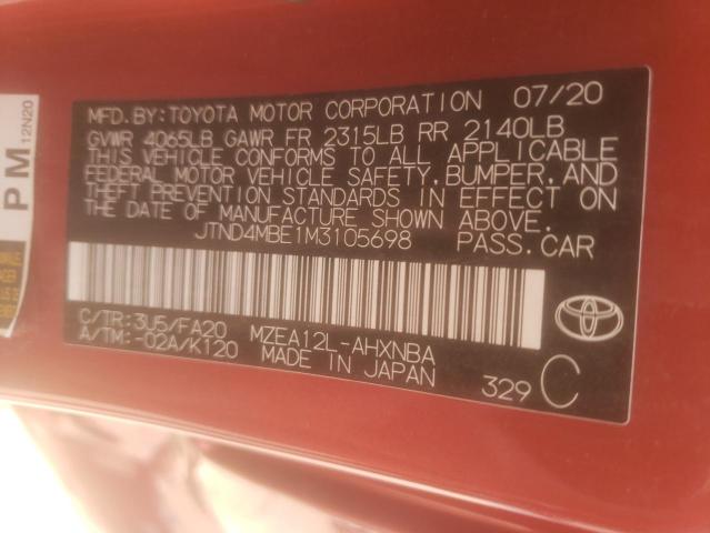 Photo 10 from auction – 2021 TOYOTA COROLLA SE with VIN JTND4MBE1M3105698