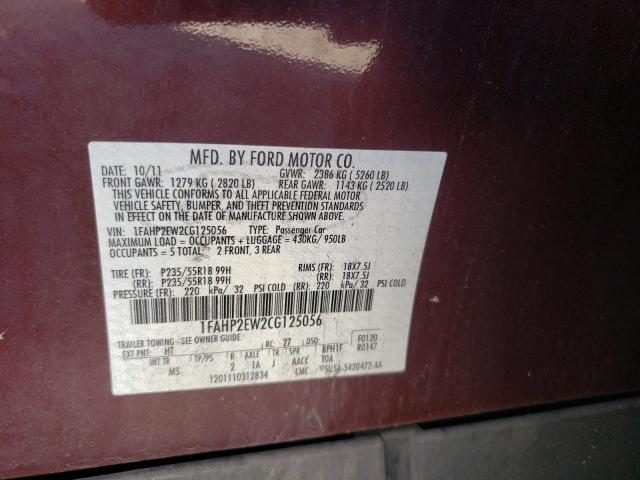 Photo 10 from auction – 2012 FORD TAURUS SEL with VIN 1FAHP2EW2CG125056