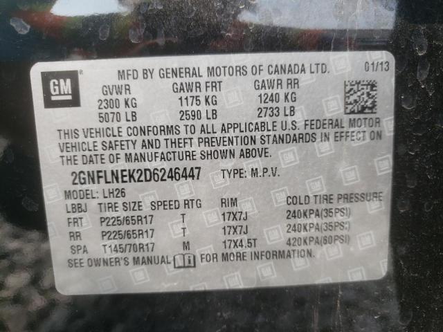 Photo 10 from auction – 2013 CHEVROLET EQUINOX LT with VIN 2GNFLNEK2D6246447