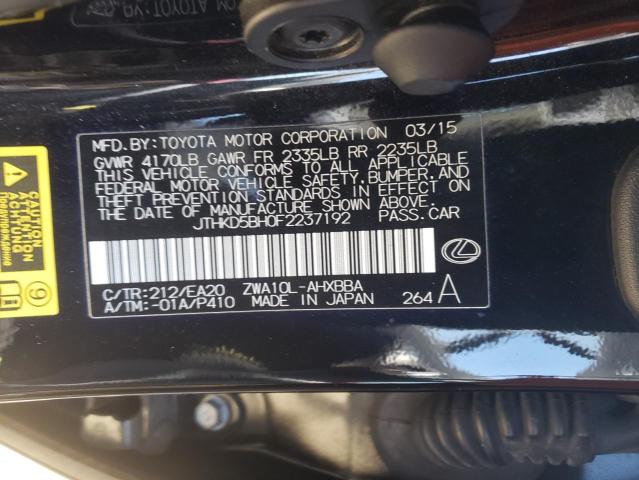 Photo 10 from auction – 2015 LEXUS CT 200 with VIN JTHKD5BH0F2237192