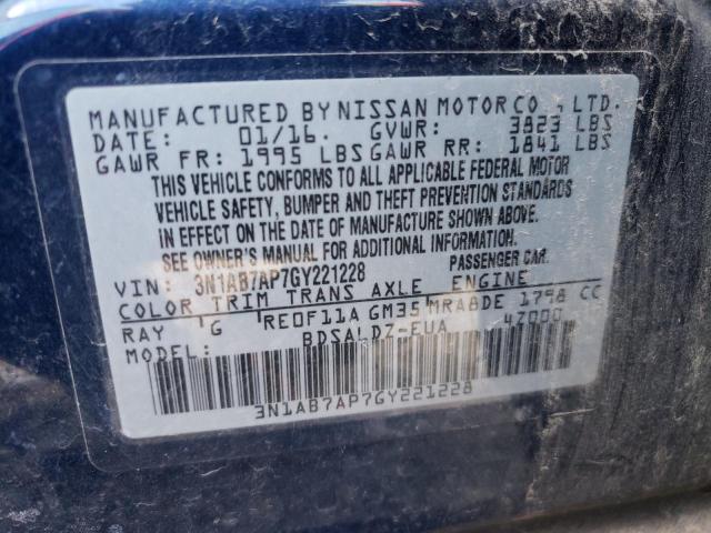Photo 10 from auction – 2016 NISSAN SENTRA S with VIN 3N1AB7AP7GY221228