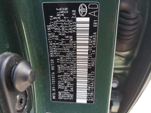Photo 10 from auction – 2014 TOYOTA COROLLA EC with VIN 2T1BPRHE5EC171445