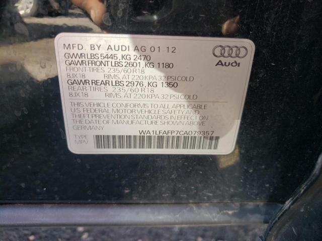 Photo 10 from auction – 2012 AUDI Q5 PREMIUM with VIN WA1LFAFP7CA079357