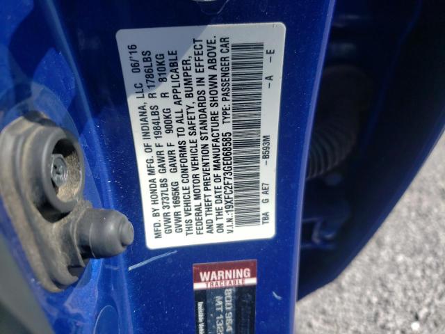Photo 10 from auction – 2016 HONDA CIVIC EX with VIN 19XFC2F73GE068585