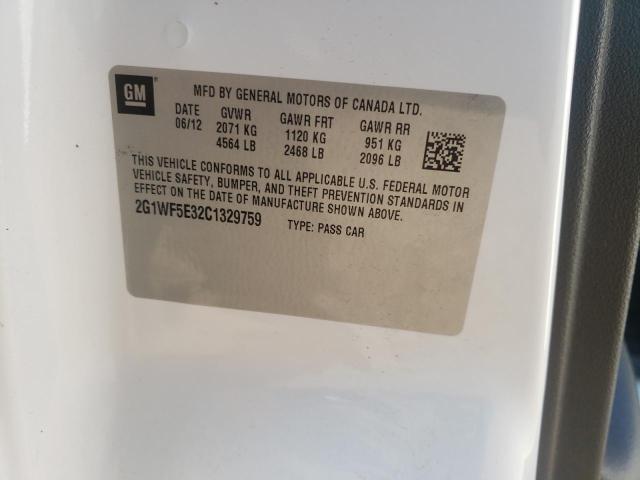 Photo 10 from auction – 2012 CHEVROLET IMPALA LS with VIN 2G1WF5E32C1329759