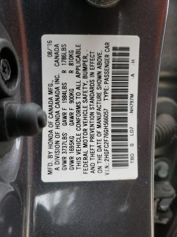 Photo 10 from auction – 2016 HONDA CIVIC EX with VIN 2HGFC2F76GH566057