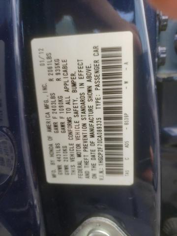 Photo 10 from auction – 2012 HONDA ACCORD EX with VIN 1HGCP2F70CA089335