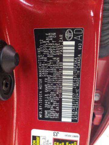 Photo 10 from auction – 2012 TOYOTA COROLLA BA with VIN 2T1BU4EE6CC787488