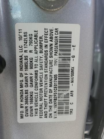 Photo 10 from auction – 2012 HONDA CIVIC LX with VIN 19XFB2F51CE017405