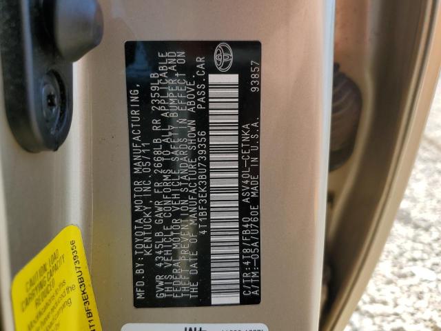 Photo 10 from auction – 2011 TOYOTA CAMRY BASE with VIN 4T1BF3EK3BU739356