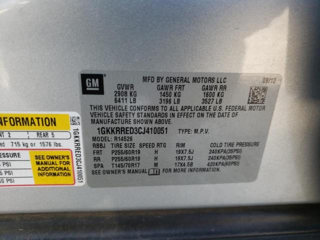 Photo 10 from auction – 2012 GMC ACADIA SLT with VIN 1GKKRRED3CJ410051
