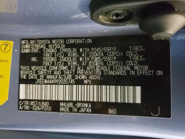 Photo 10 from auction – 2009 TOYOTA HIGHLANDER with VIN JTEEW44A992035745