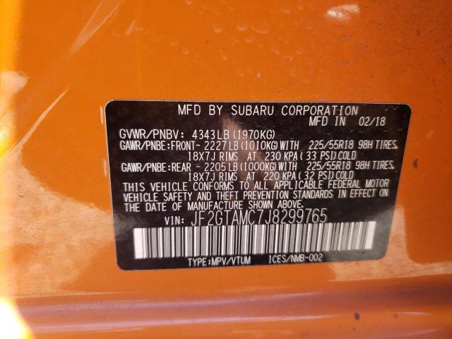 Photo 10 from auction – 2018 SUBARU CROSSTREK with VIN JF2GTAMC7J8299765