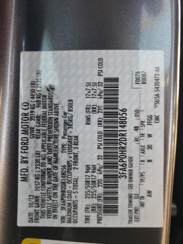 Photo 10 from auction – 2013 FORD FUSION SE with VIN 3FA6P0HR2DR148056