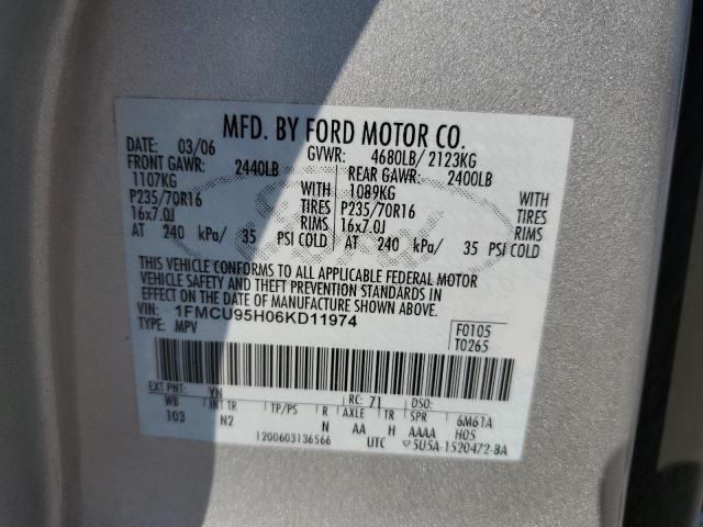 Photo 10 from auction – 2006 FORD ESCAPE HEV with VIN 1FMCU95H06KD11974