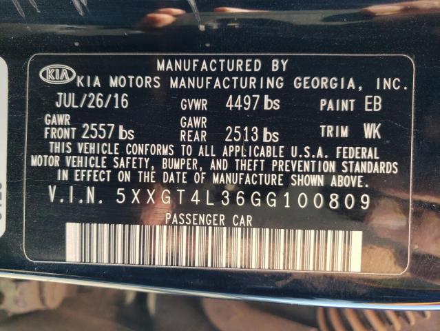 Photo 10 from auction – 2016 KIA OPTIMA LX with VIN 5XXGT4L36GG100809