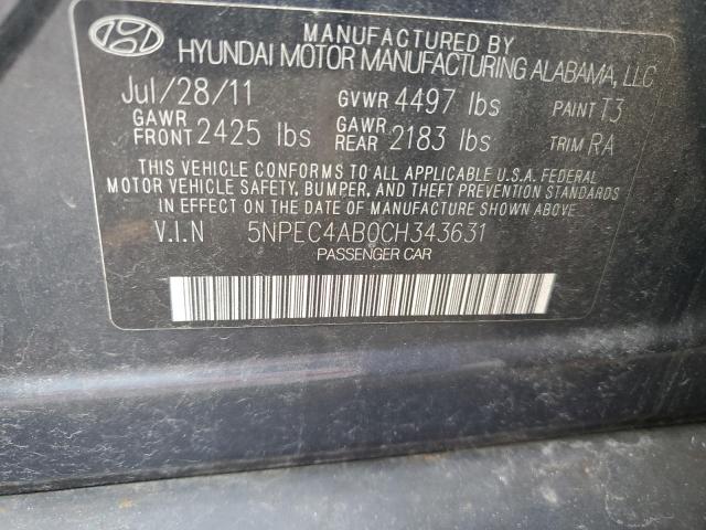 Photo 10 from auction – 2012 HYUNDAI SONATA SE with VIN 5NPEC4AB0CH343631