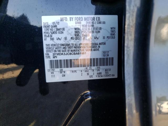 Photo 10 from auction – 2012 FORD EDGE SEL with VIN 2FMDK3JC8CBA81981