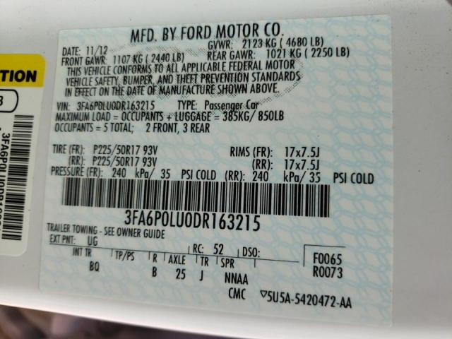 Photo 10 from auction – 2013 FORD FUSION SE with VIN 3FA6P0LU0DR163215