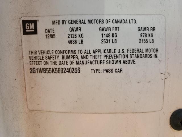 Photo 10 from auction – 2006 CHEVROLET IMPALA with VIN 2G1WB55K569240356