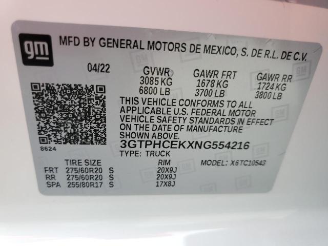 Photo 10 from auction – 2022 GMC SIERRA C15 with VIN 3GTPHCEKXNG554216