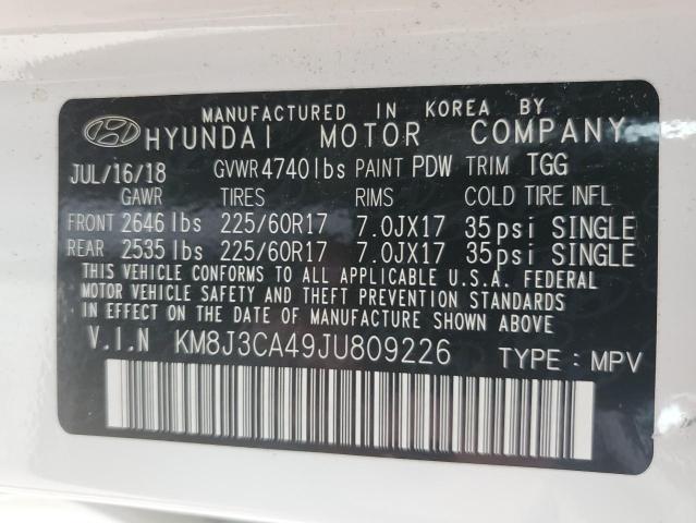 Photo 10 from auction – 2018 HYUNDAI TUCSON SEL with VIN KM8J3CA49JU809226