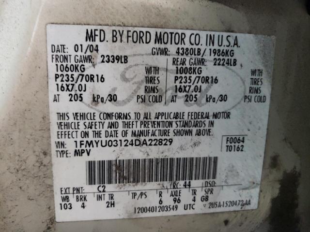 Photo 10 from auction – 2004 FORD ESCAPE XLT with VIN 1FMYU03124DA22829