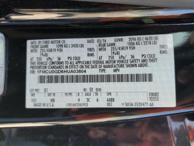 Photo 10 from auction – 2017 FORD ESCAPE SE with VIN 1FMCU0GD6HUA03804