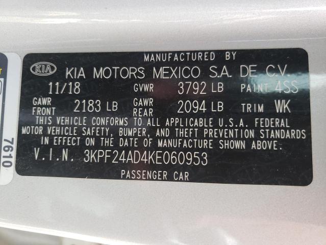Photo 10 from auction – 2019 KIA FORTE FE with VIN 3KPF24AD4KE060953