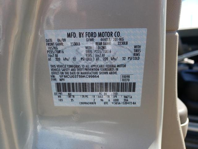 Photo 10 from auction – 2009 FORD ESCAPE XLT with VIN 1FMCU03759KC99864